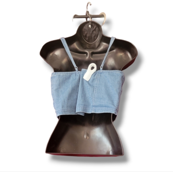 IRIS Crop Top Denim sz Lg - Picture 2 of 3